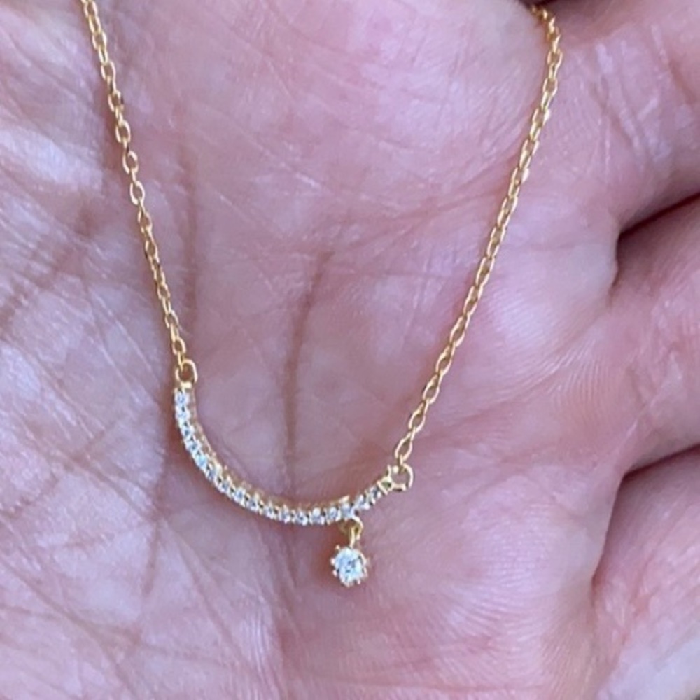 Gold plated over Sterling Silver 1/2 moon Necklace